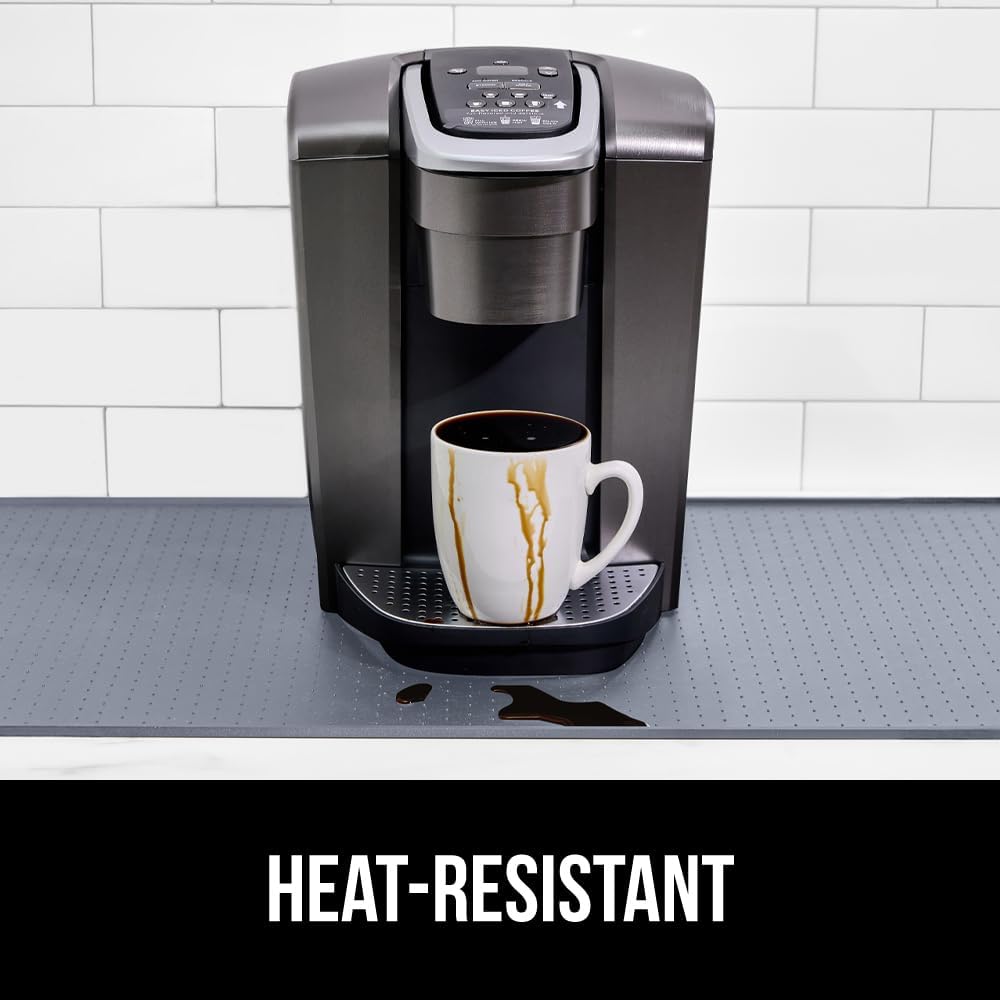 Silicone Coffee Mat, Espresso Machine Bar Accessories, Keep Kitchen Counters Clean, Stays in Place, Waterproof and Heat Resistant Dish Drying Mats, Home Decor Essentials, 11.5x18.5, Black