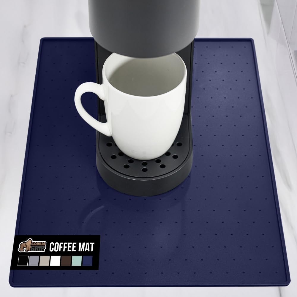 Silicone Coffee Mat, Espresso Machine Bar Accessories, Keep Kitchen Counters Clean, Stays in Place, Waterproof and Heat Resistant Dish Drying Mats, Home Decor Essentials, 11.5x18.5, Black