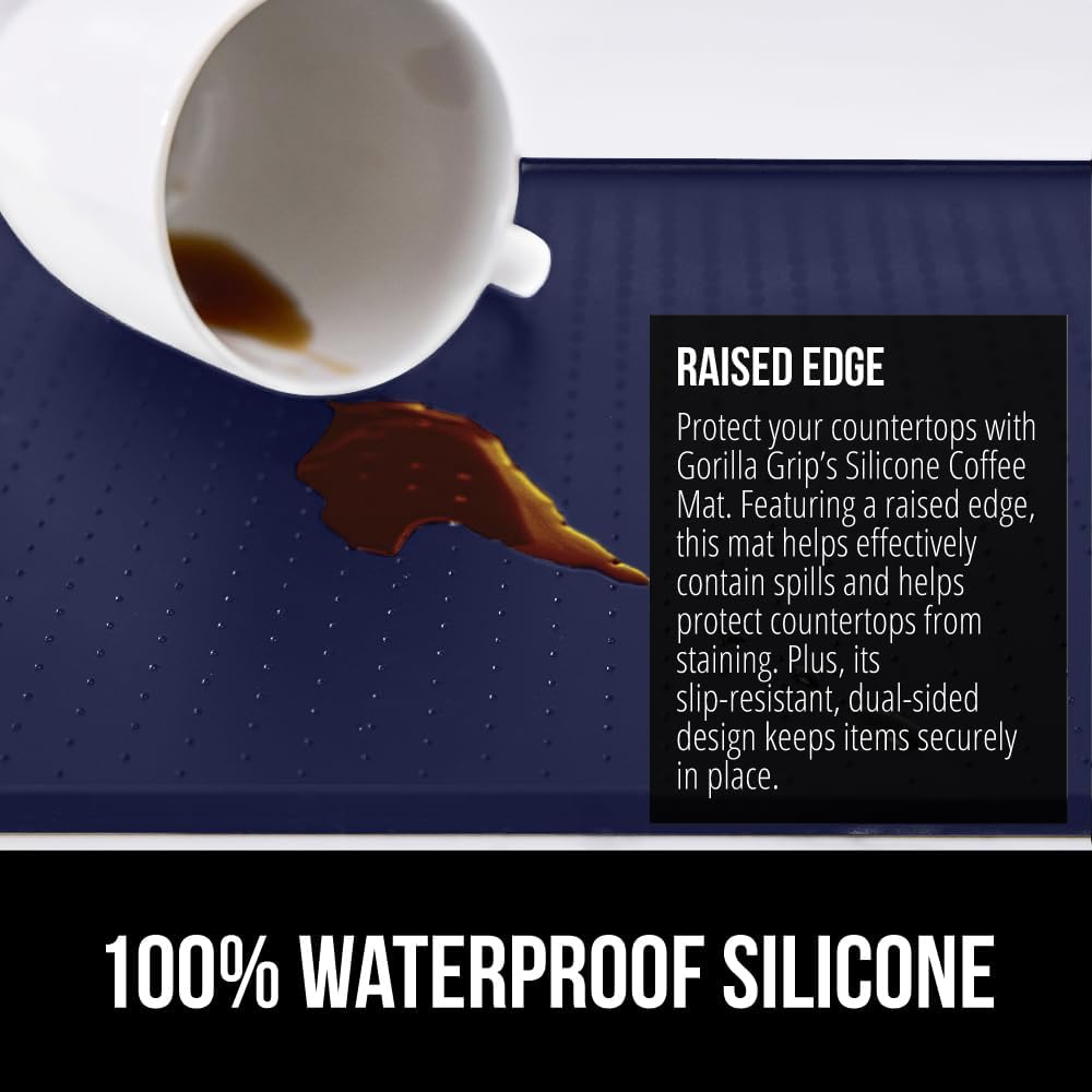 Silicone Coffee Mat, Espresso Machine Bar Accessories, Keep Kitchen Counters Clean, Stays in Place, Waterproof and Heat Resistant Dish Drying Mats, Home Decor Essentials, 11.5x18.5, Black