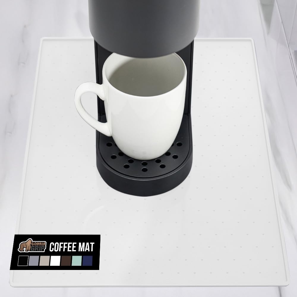 Silicone Coffee Mat, Espresso Machine Bar Accessories, Keep Kitchen Counters Clean, Stays in Place, Waterproof and Heat Resistant Dish Drying Mats, Home Decor Essentials, 11.5x18.5, Black