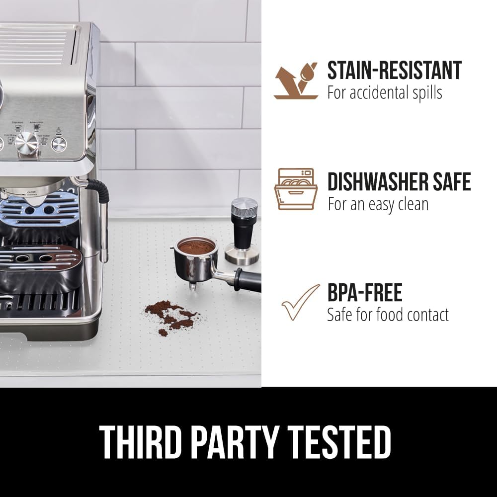 Silicone Coffee Mat, Espresso Machine Bar Accessories, Keep Kitchen Counters Clean, Stays in Place, Waterproof and Heat Resistant Dish Drying Mats, Home Decor Essentials, 11.5x18.5, Black