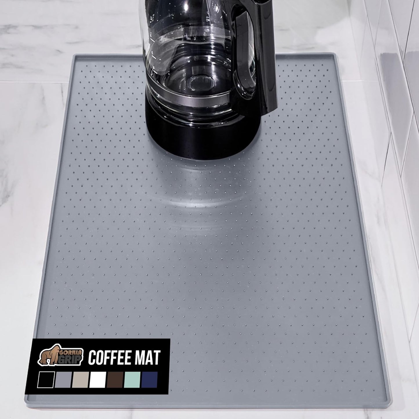 Silicone Coffee Mat, Espresso Machine Bar Accessories, Keep Kitchen Counters Clean, Stays in Place, Waterproof and Heat Resistant Dish Drying Mats, Home Decor Essentials, 11.5x18.5, Black