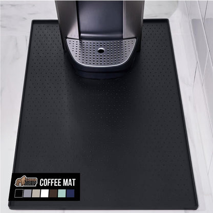 Silicone Coffee Mat, Espresso Machine Bar Accessories, Keep Kitchen Counters Clean, Stays in Place, Waterproof and Heat Resistant Dish Drying Mats, Home Decor Essentials, 11.5x18.5, Black