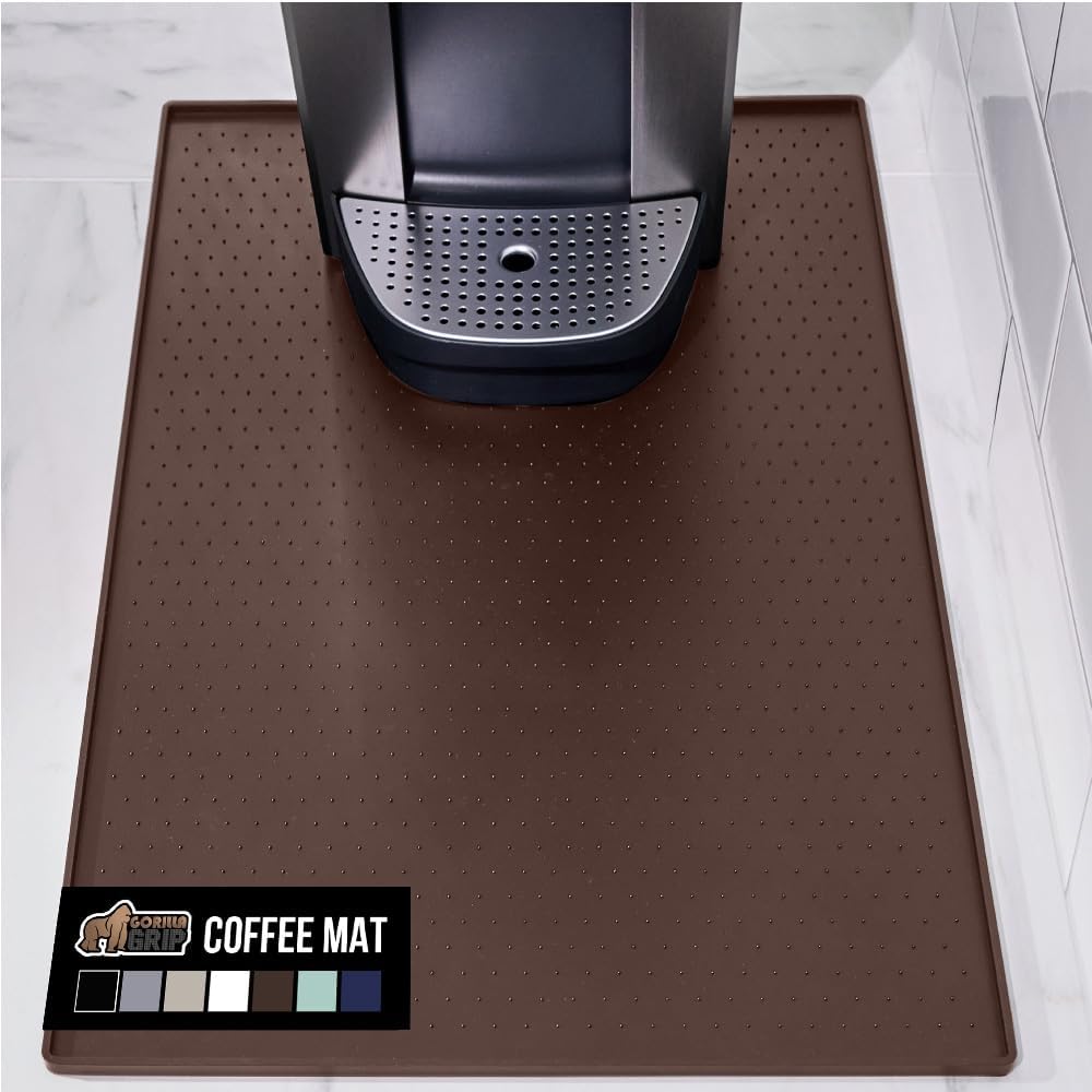Silicone Coffee Mat, Espresso Machine Bar Accessories, Keep Kitchen Counters Clean, Stays in Place, Waterproof and Heat Resistant Dish Drying Mats, Home Decor Essentials, 11.5x18.5, Black