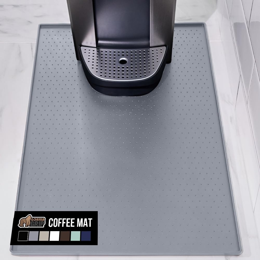 Silicone Coffee Mat, Espresso Machine Bar Accessories, Keep Kitchen Counters Clean, Stays in Place, Waterproof and Heat Resistant Dish Drying Mats, Home Decor Essentials, 11.5x18.5, Black