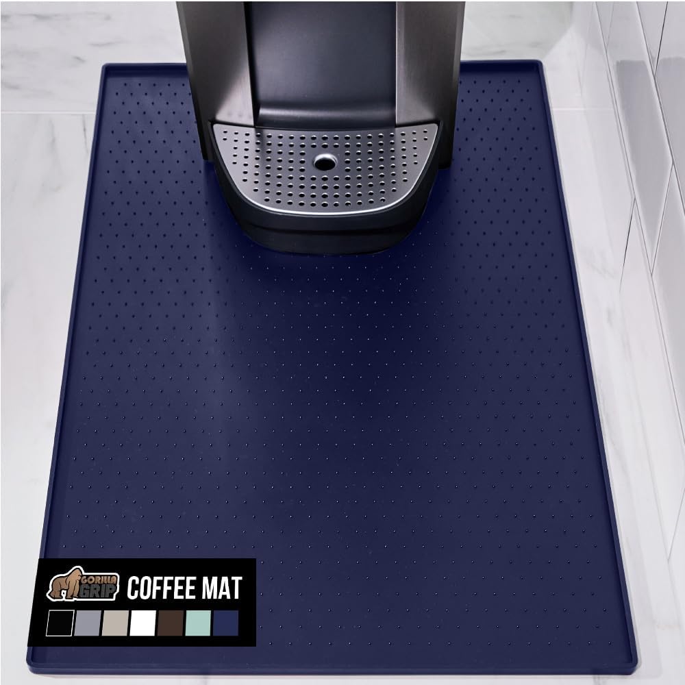 Silicone Coffee Mat, Espresso Machine Bar Accessories, Keep Kitchen Counters Clean, Stays in Place, Waterproof and Heat Resistant Dish Drying Mats, Home Decor Essentials, 11.5x18.5, Black