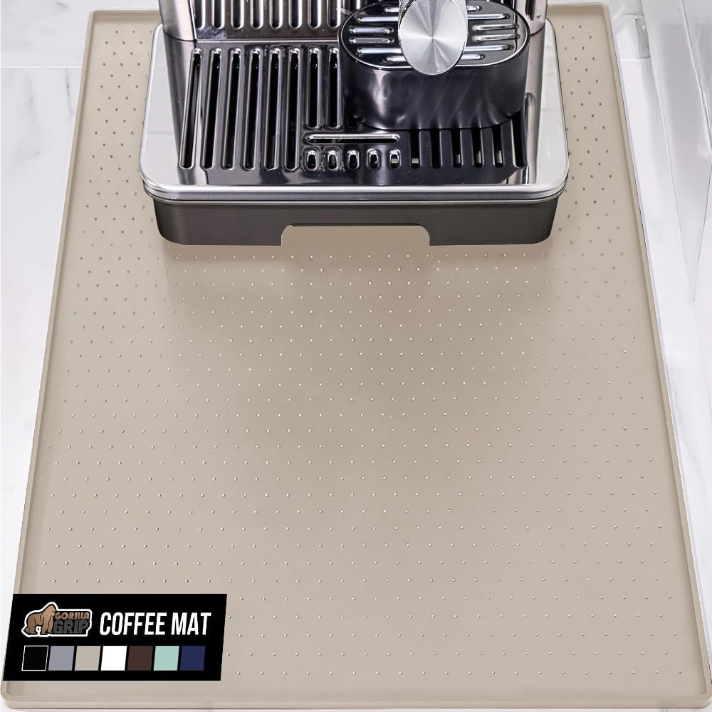 Silicone Coffee Mat, Espresso Machine Bar Accessories, Keep Kitchen Counters Clean, Stays in Place, Waterproof and Heat Resistant Dish Drying Mats, Home Decor Essentials, 11.5x18.5, Black