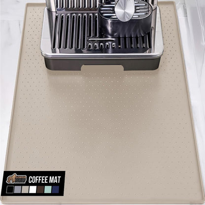 Silicone Coffee Mat, Espresso Machine Bar Accessories, Keep Kitchen Counters Clean, Stays in Place, Waterproof and Heat Resistant Dish Drying Mats, Home Decor Essentials, 11.5x18.5, Black