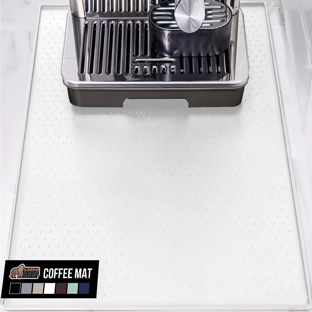 Silicone Coffee Mat, Espresso Machine Bar Accessories, Keep Kitchen Counters Clean, Stays in Place, Waterproof and Heat Resistant Dish Drying Mats, Home Decor Essentials, 11.5x18.5, Black