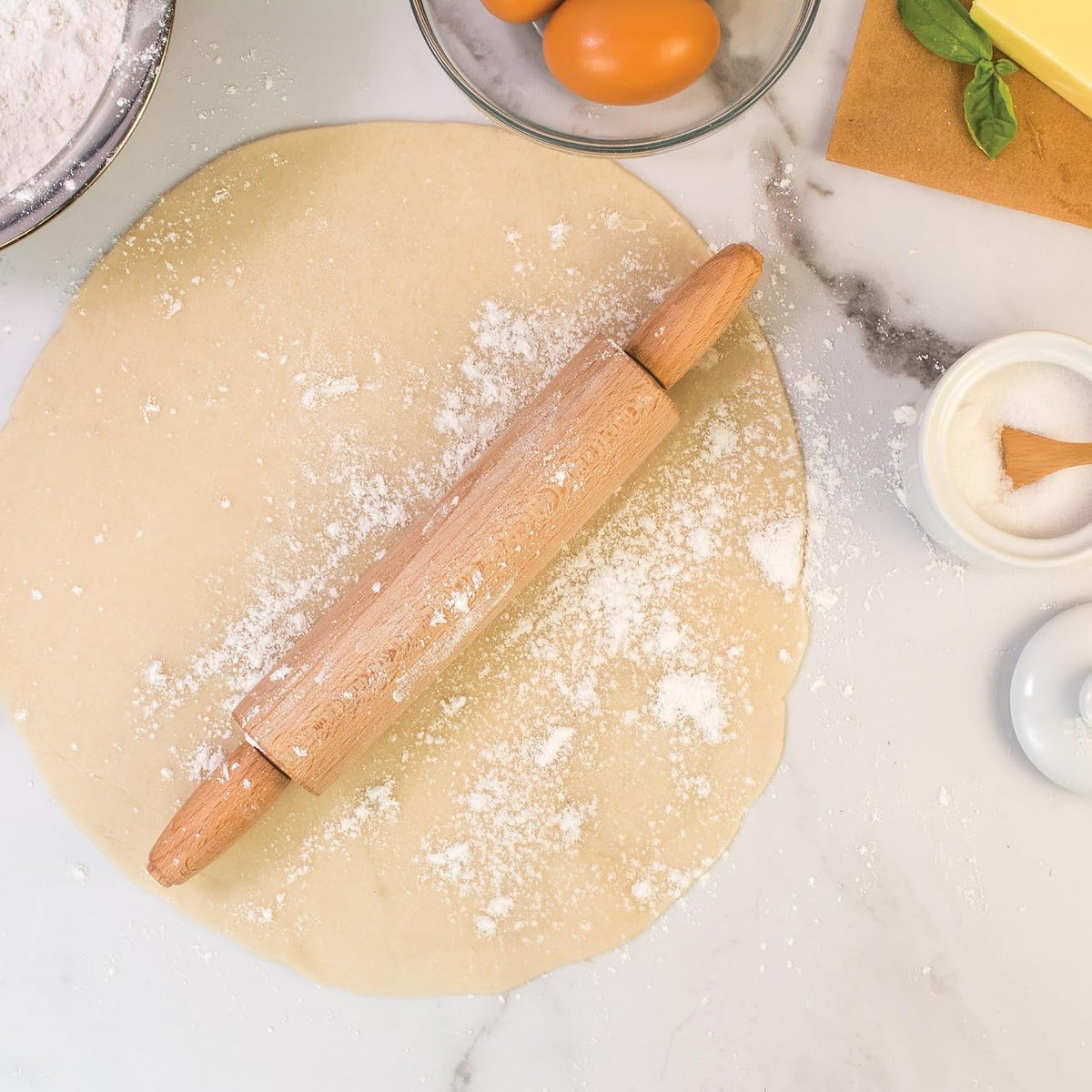 Children’s Classic Wooden Rolling Pin, German Beechwood With Steel Ball Bearings, 7-Inch x 1.5-Inch, Smooth Effortless Rolling For Dough And Pastry