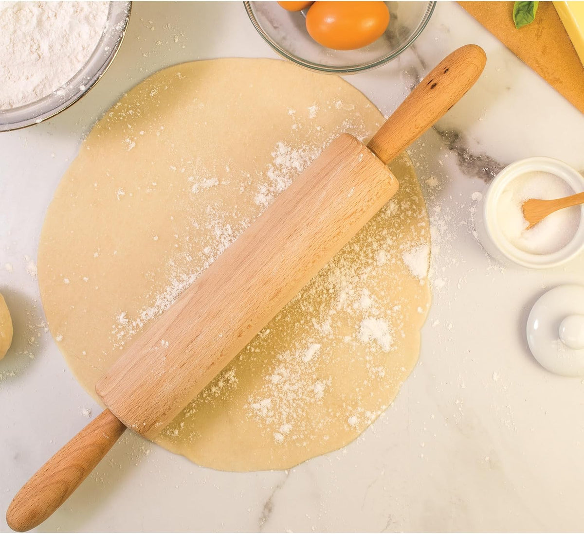 Children’s Classic Wooden Rolling Pin, German Beechwood With Steel Ball Bearings, 7-Inch x 1.5-Inch, Smooth Effortless Rolling For Dough And Pastry