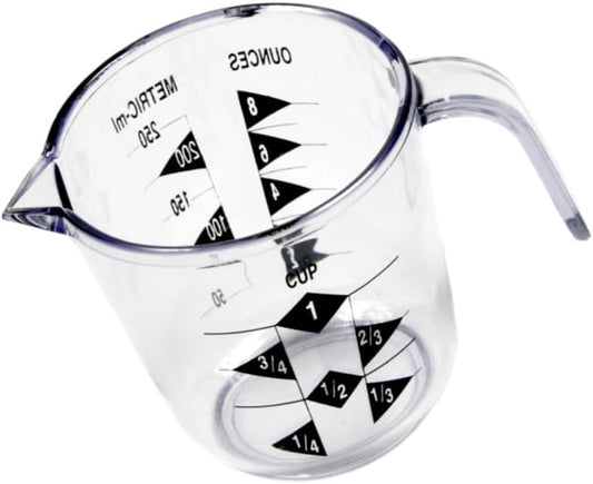 1 Cup Plastic Measuring Cup with Handle - Durable - Easy to Read - US and Metric - Dishwasher Safe - Great for Liquid, Rice, Coffee, Dog Food, Soap, Oil, and More