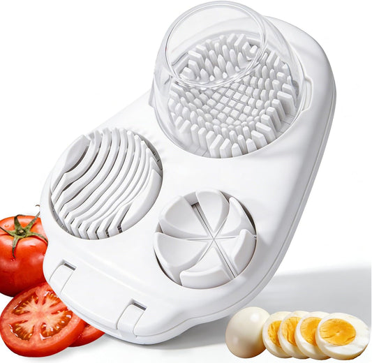 3-in-1 Egg Slicer, Heavy Duty Stainless Steel Egg Cutter | Multi-Mode Egg Dicer with Base, For Hard Boiled Eggs, Multifunctional Kitchen Chopper