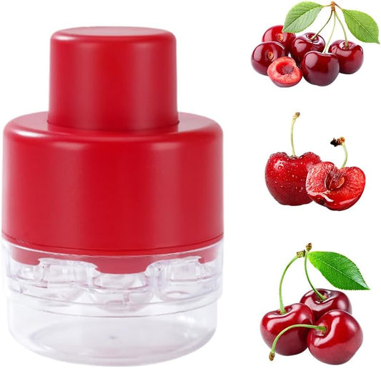 Cherry Pitter Tool, 2025 Upgrade Portable Cherry Core Pit Remover 7 Holes Cherry Stoner Pitter Quick Release, Multiple Cherry Pit Remover Cherries Corer Pitter Tool for Kitchen (Red)