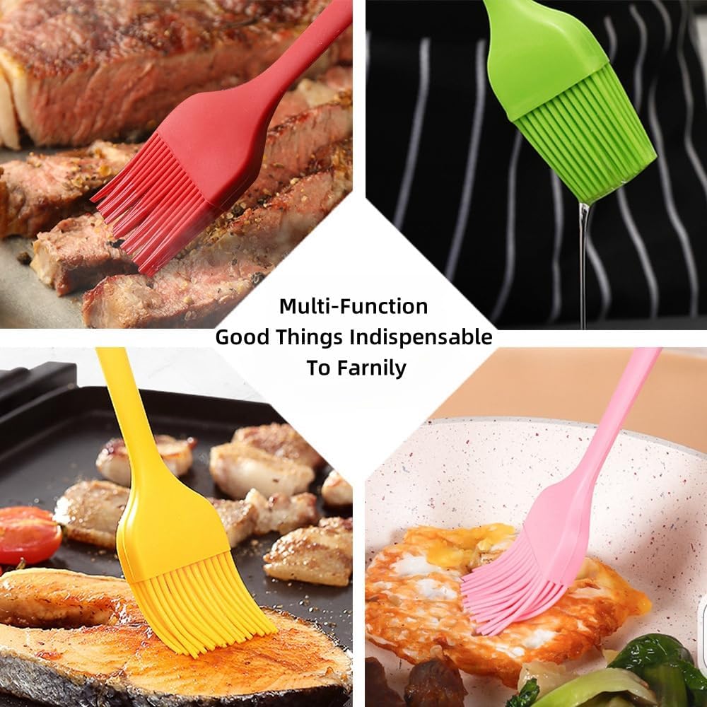 Silicon Heat Resistant Pastry Brush Dishwasher Free Waxing Brush Spreading Oil Butter Sauce Marinade for Grilling Grilling Grilling Baking Kitchen Cooking Pack of 12 (3 random colors)