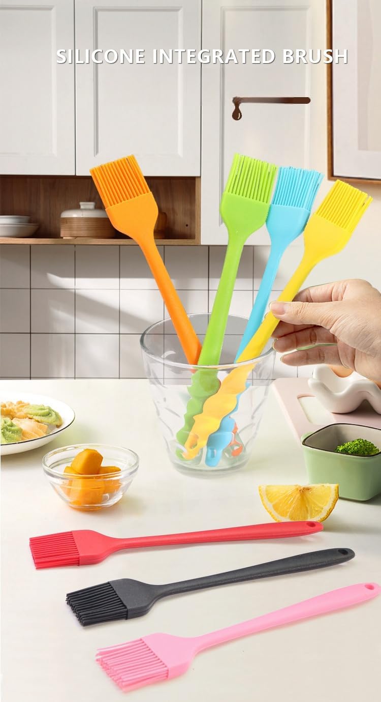 Silicon Heat Resistant Pastry Brush Dishwasher Free Waxing Brush Spreading Oil Butter Sauce Marinade for Grilling Grilling Grilling Baking Kitchen Cooking Pack of 12 (3 random colors)