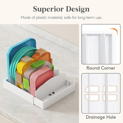 Kitchen Cabinet Organizer for Food Contanier Lid, Lid Holder with 6 Adjustable Dividers & 7 Sections for Pantry Organizers and Storage, Home Drawer Organization, Large, 13" x 10"