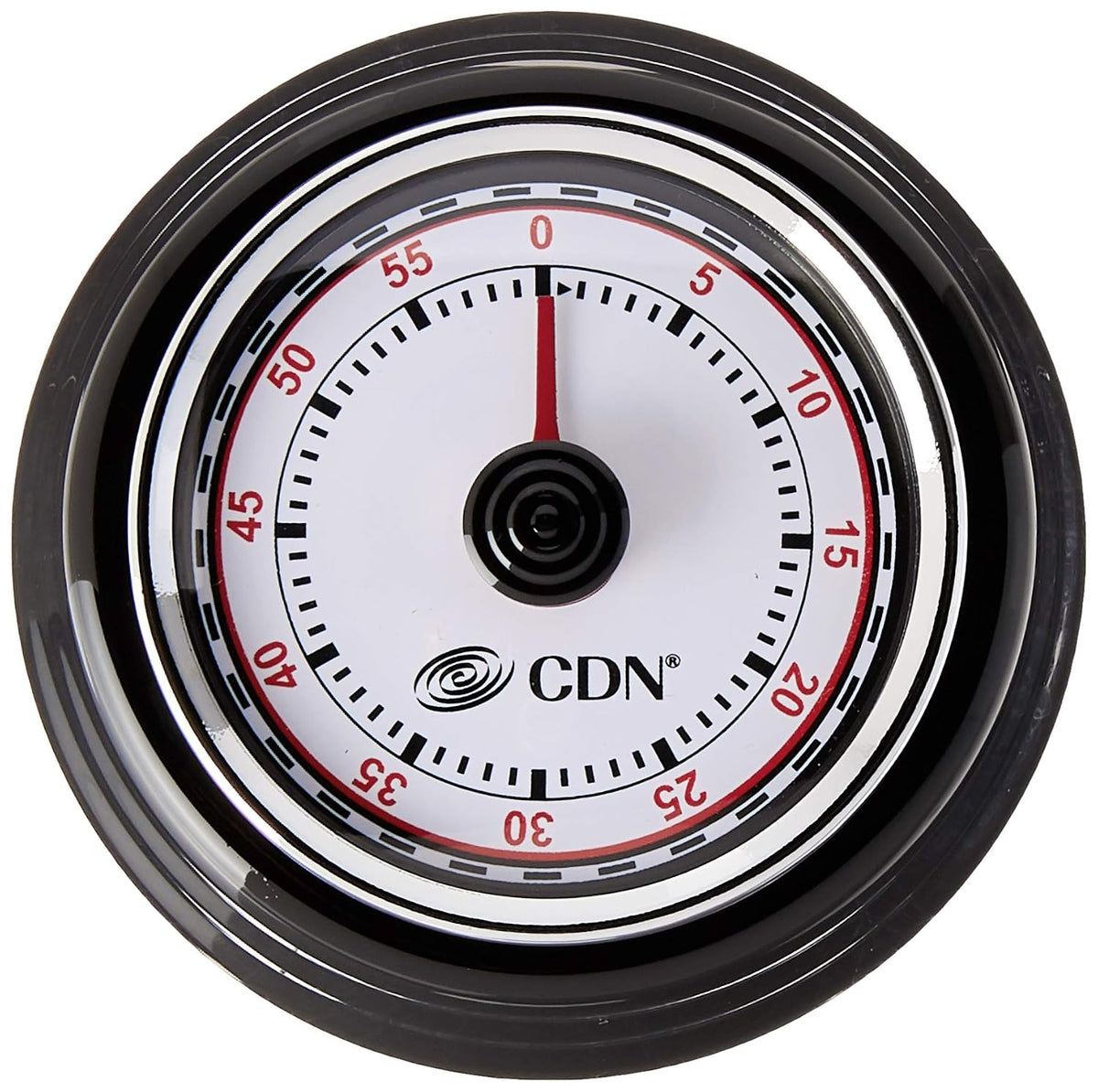 CDN Compact 60-Minute Mechanical Timer | Easy-to-Read 2.5” Dial | Loud 3-Second Alarm | Ideal for Cooking or Baking | Countertop or Wall Mountable | Silver Finish | MT1