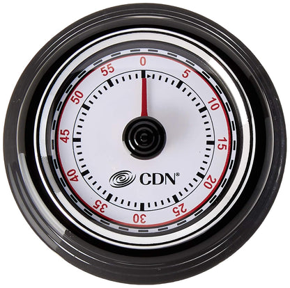 CDN Compact 60-Minute Mechanical Timer | Easy-to-Read 2.5” Dial | Loud 3-Second Alarm | Ideal for Cooking or Baking | Countertop or Wall Mountable | Silver Finish | MT1