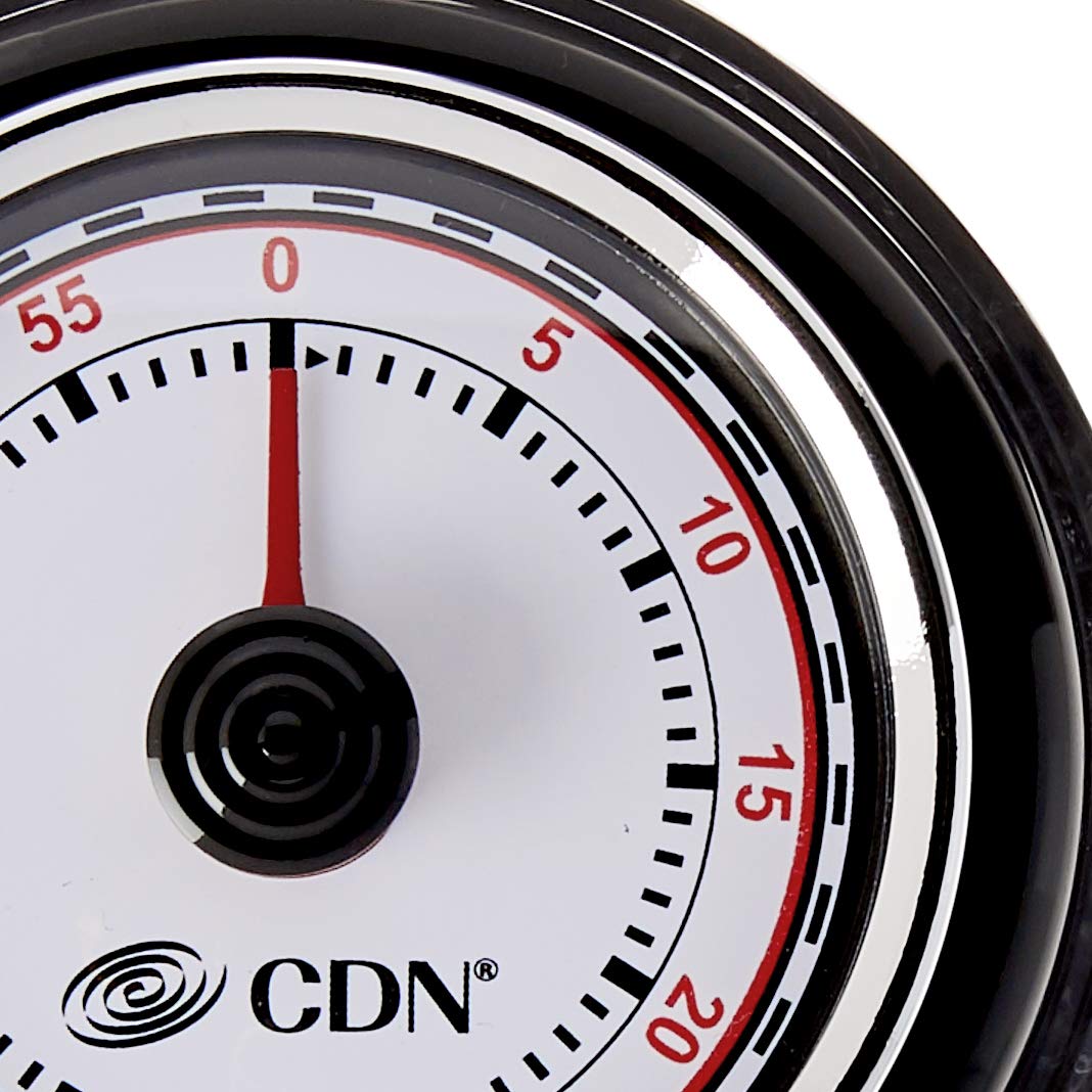 CDN Compact 60-Minute Mechanical Timer | Easy-to-Read 2.5” Dial | Loud 3-Second Alarm | Ideal for Cooking or Baking | Countertop or Wall Mountable | Silver Finish | MT1