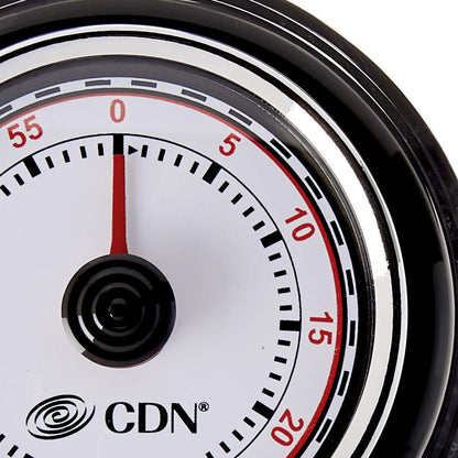 CDN Compact 60-Minute Mechanical Timer | Easy-to-Read 2.5” Dial | Loud 3-Second Alarm | Ideal for Cooking or Baking | Countertop or Wall Mountable | Silver Finish | MT1