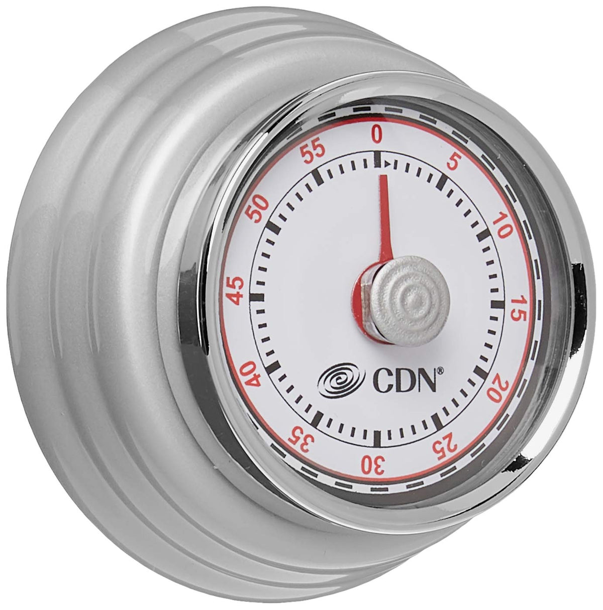 CDN Compact 60-Minute Mechanical Timer | Easy-to-Read 2.5” Dial | Loud 3-Second Alarm | Ideal for Cooking or Baking | Countertop or Wall Mountable | Silver Finish | MT1