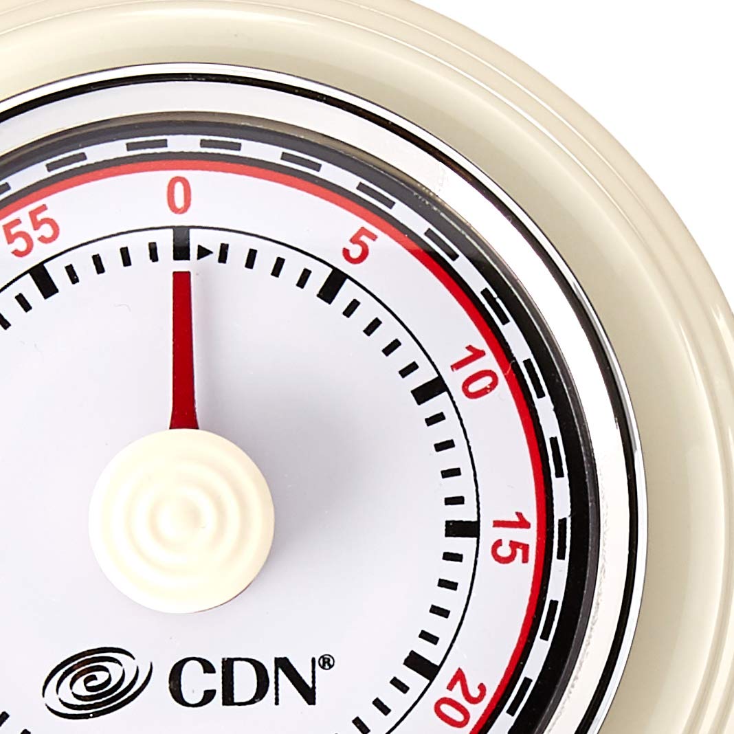 CDN Compact 60-Minute Mechanical Timer | Easy-to-Read 2.5” Dial | Loud 3-Second Alarm | Ideal for Cooking or Baking | Countertop or Wall Mountable | Silver Finish | MT1