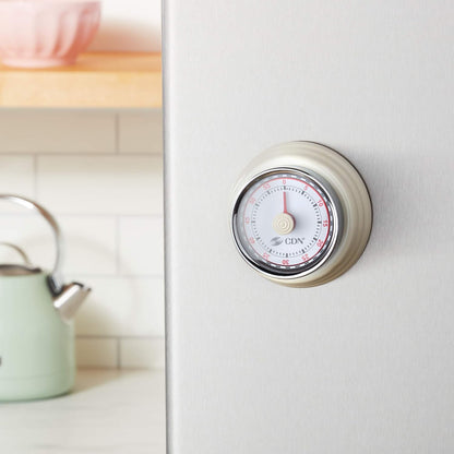 CDN Compact 60-Minute Mechanical Timer | Easy-to-Read 2.5” Dial | Loud 3-Second Alarm | Ideal for Cooking or Baking | Countertop or Wall Mountable | Silver Finish | MT1