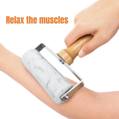 Marble Pizza Dough Roller, Non-Stick Pastry Rolling Pin with Wooden Handle, Small T-Type Roller Tool for Baking Tortilla, Pizza, Pie, Bread, Cookies