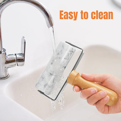 Marble Pizza Dough Roller, Non-Stick Pastry Rolling Pin with Wooden Handle, Small T-Type Roller Tool for Baking Tortilla, Pizza, Pie, Bread, Cookies