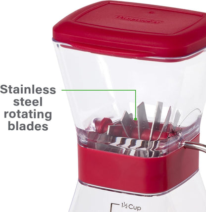 PrepWorks Manual Nut Chopper, Chop Nuts With Coarse and Fine Functions, Red | Grinds up to 1.5 Cups of Nuts, Seeds, or Herbs, Non-Skid Base for Stability While Chopping, Dishwasher Safe