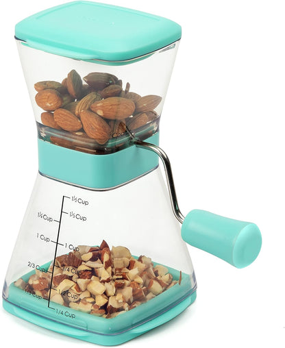 PrepWorks Manual Nut Chopper, Chop Nuts With Coarse and Fine Functions, Red | Grinds up to 1.5 Cups of Nuts, Seeds, or Herbs, Non-Skid Base for Stability While Chopping, Dishwasher Safe