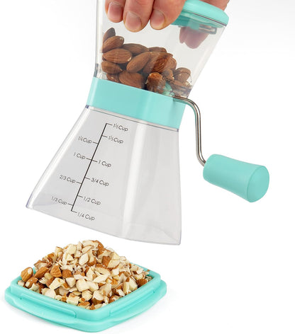 PrepWorks Manual Nut Chopper, Chop Nuts With Coarse and Fine Functions, Red | Grinds up to 1.5 Cups of Nuts, Seeds, or Herbs, Non-Skid Base for Stability While Chopping, Dishwasher Safe