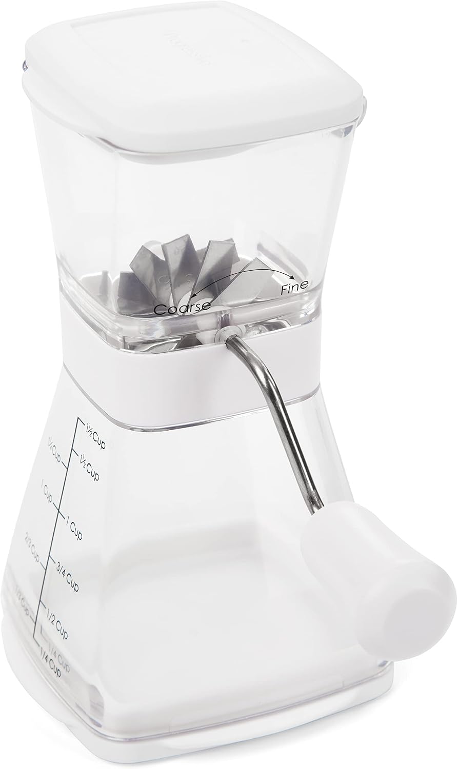 PrepWorks Manual Nut Chopper, Chop Nuts With Coarse and Fine Functions, Red | Grinds up to 1.5 Cups of Nuts, Seeds, or Herbs, Non-Skid Base for Stability While Chopping, Dishwasher Safe
