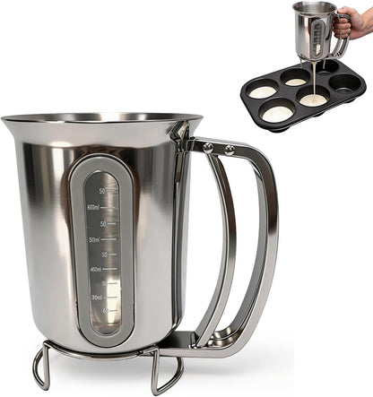30oz Pancake Dispenser for Batter with Viewing Window, Pancake Batter Mix Bottle Ideal for Cupcakes, Muffins & Waffles Baking