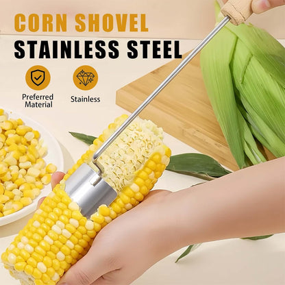 2025 NEW Long Handle Stainless Steel Corn Stripping Tool, Corn Stripping Tool, Stainless Steel Corn Cob Cutter, Corn Shucking Tool, Easy-to-Use Corn Cob Stripper, Efficient Corn Peeler, Set of 2