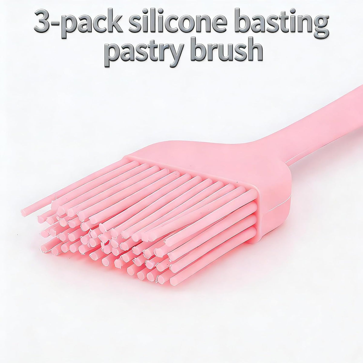 Silicone Basting Brush Set, Heat Resistant 446°F, 3-Pack