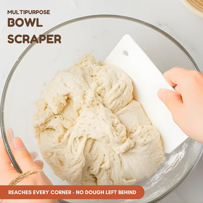 13" Danish Dough Whisk Bread Lame Bowl Scraper Set - Dutch Sourdough Whisk Double Eye, Dough Scraper, Bread Scorer with 10 Blades and Leather Cover