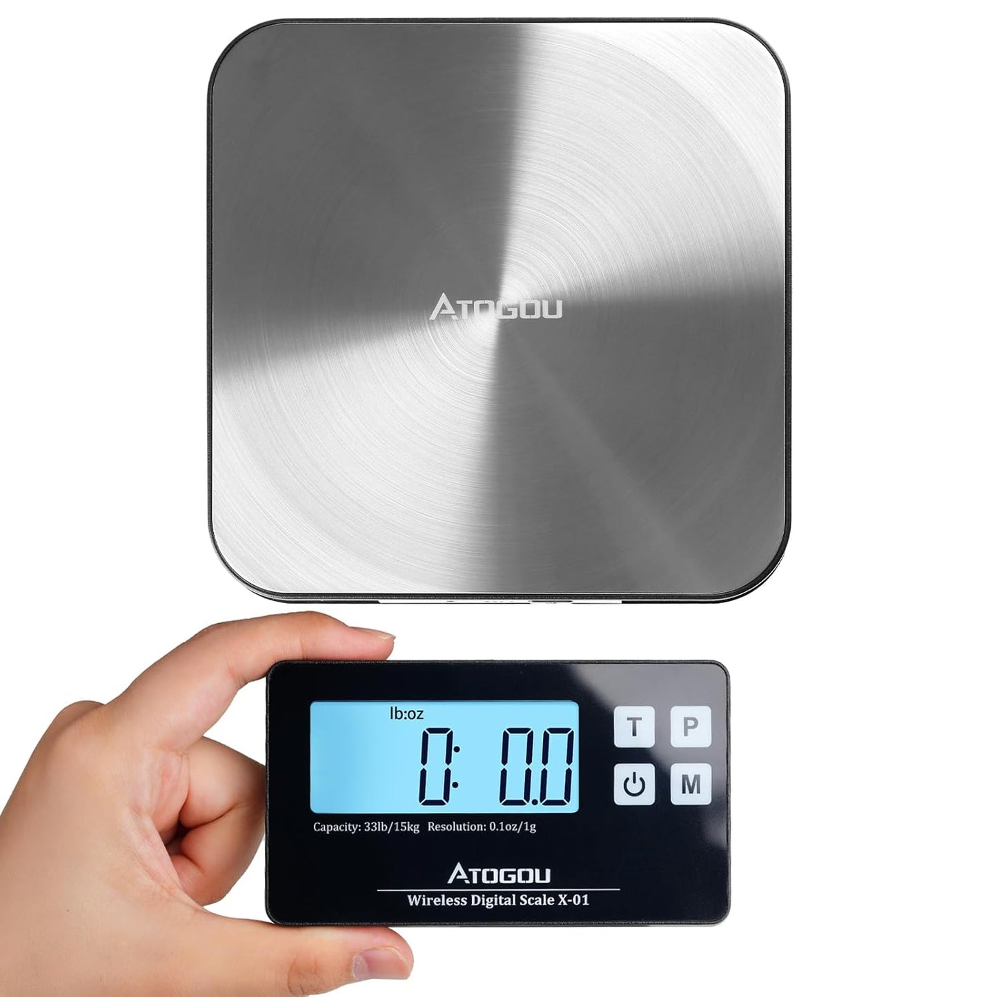 Wireless Kitchen Food Scale with Remote Display, 33lb, Black&Silver | 1g/0.1oz Precise Graduation, Food-Grade 304 Stainless Steel, Digital Food Scale for Cooking, Baking, Postage, Shipping