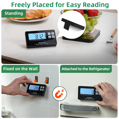 Wireless Kitchen Food Scale with Remote Display, 33lb, Black&Silver | 1g/0.1oz Precise Graduation, Food-Grade 304 Stainless Steel, Digital Food Scale for Cooking, Baking, Postage, Shipping