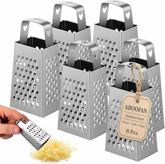 6Pcs Mini Box Graters, 4-Sided Stainless Steel Cheese Grater & Zester for Ginger, Garlic and Spices, Portable Small Kitchen Gadgets