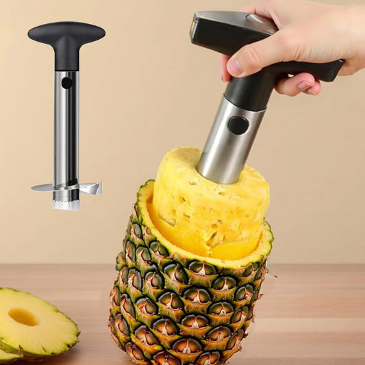 Pineapple Peeler Corer Slicer Fruit Cutter Tool with Handle for Easy Pineapple Skin Removal and Core Extraction