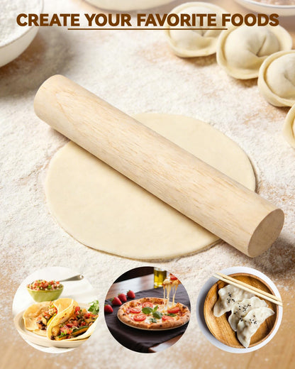 6 Inch Small Wooden Rolling Pin, 4 PCS Dumpling Dough Roller Wooden Mini Rolling Pins, Wooden Rolling Pin Set for Fondant, Pasta, Bread, Pastry, Cookies, Pizza, Pie Kitchen Utensil Tool