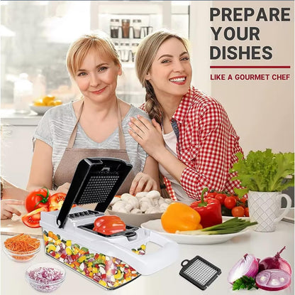 Vegetable Slicer and Chopper, 26-in-1 Kitchen Mandoline, Food Shredder and Dicer, Multifunctional