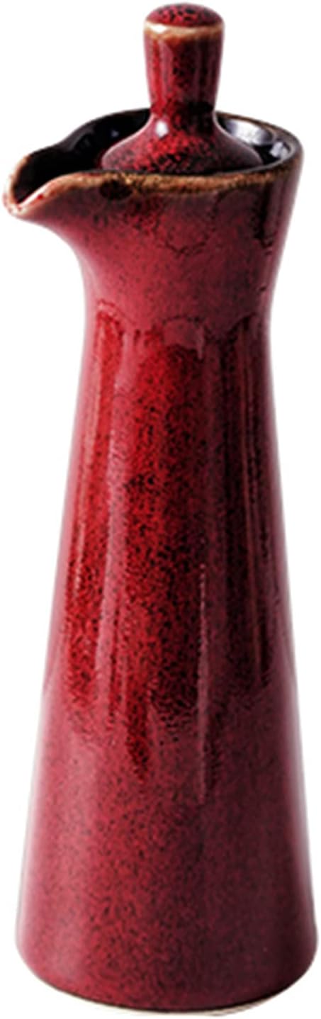 Small Ceramic Olive Oil Dispenser Bottle for Storage Of Oil, Vinegar, Soy Sauce, 120ml / 4oz - Red