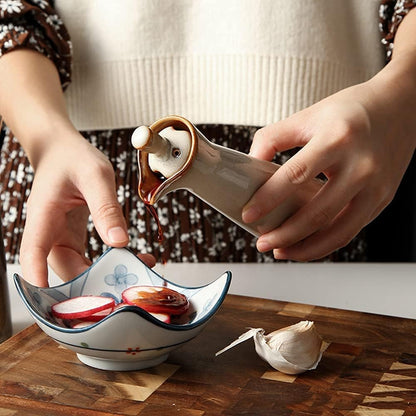 Small Ceramic Olive Oil Dispenser Bottle for Storage Of Oil, Vinegar, Soy Sauce, 120ml / 4oz - Red