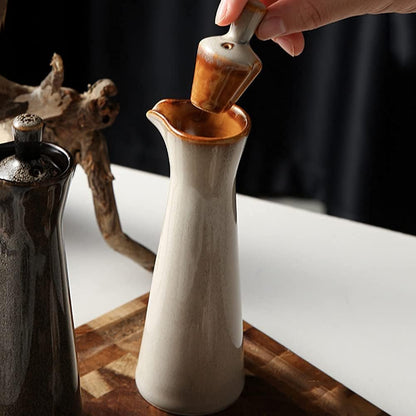 Small Ceramic Olive Oil Dispenser Bottle for Storage Of Oil, Vinegar, Soy Sauce, 120ml / 4oz - Red