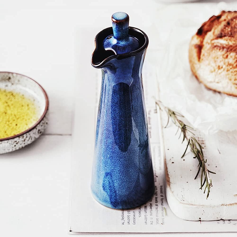 Small Ceramic Olive Oil Dispenser Bottle for Storage Of Oil, Vinegar, Soy Sauce, 120ml / 4oz - Red