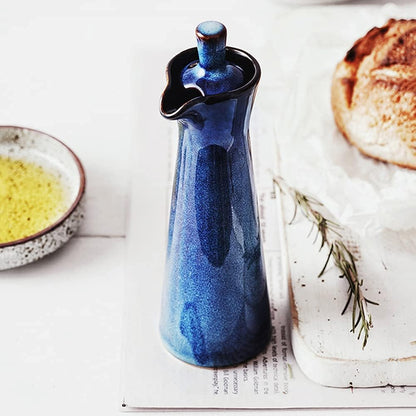 Small Ceramic Olive Oil Dispenser Bottle for Storage Of Oil, Vinegar, Soy Sauce, 120ml / 4oz - Red