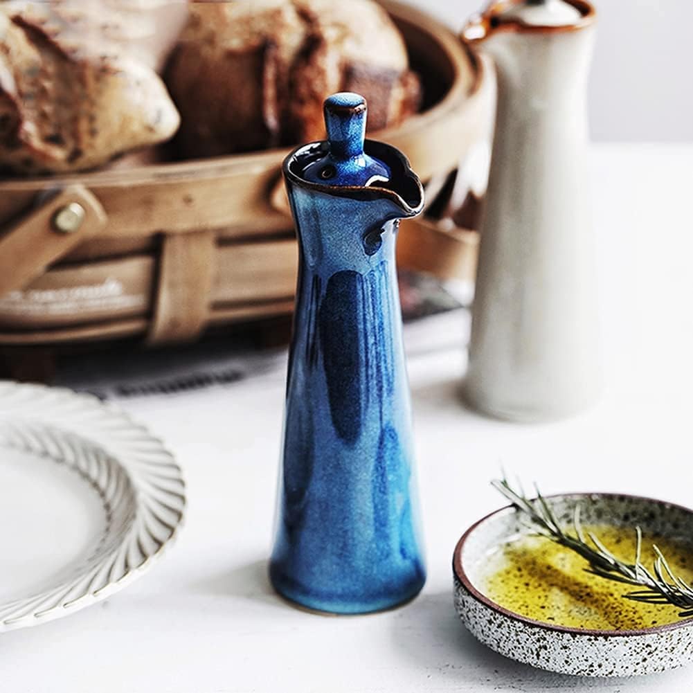 Small Ceramic Olive Oil Dispenser Bottle for Storage Of Oil, Vinegar, Soy Sauce, 120ml / 4oz - Red